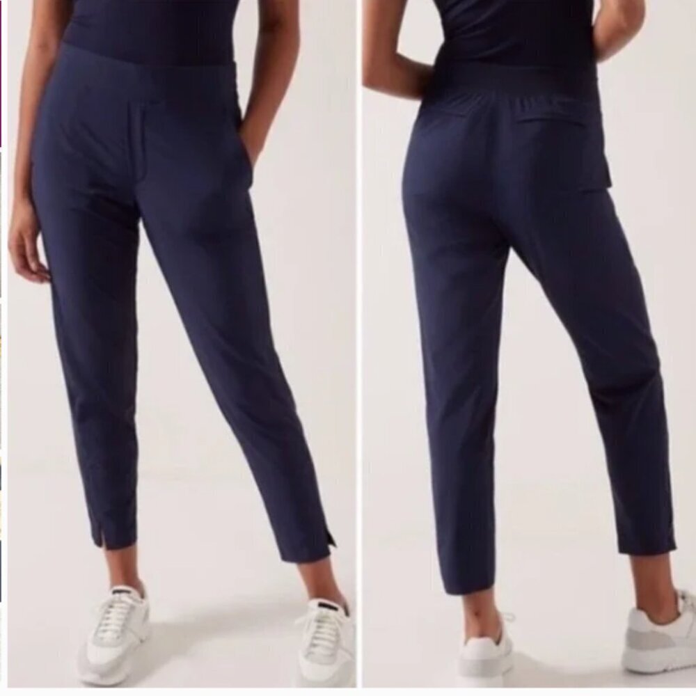 Athleta Brooklyn Mid Rise Ankle Pant Navy Slim Leg size 18